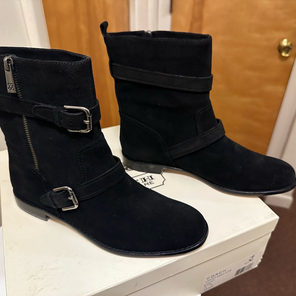 Coach Black Suede Moto Boots (New!!) - Picture 3 of 8